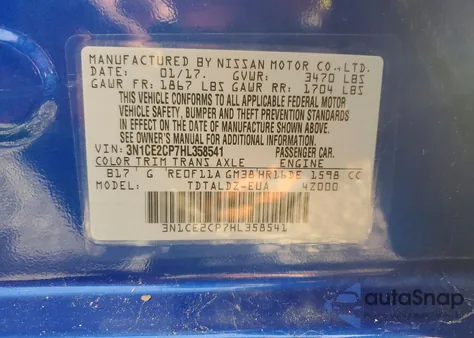 2017 Nissan Versa Note S z USA, uszkodzony, nr VIN 3N1CE2CP7HL358541